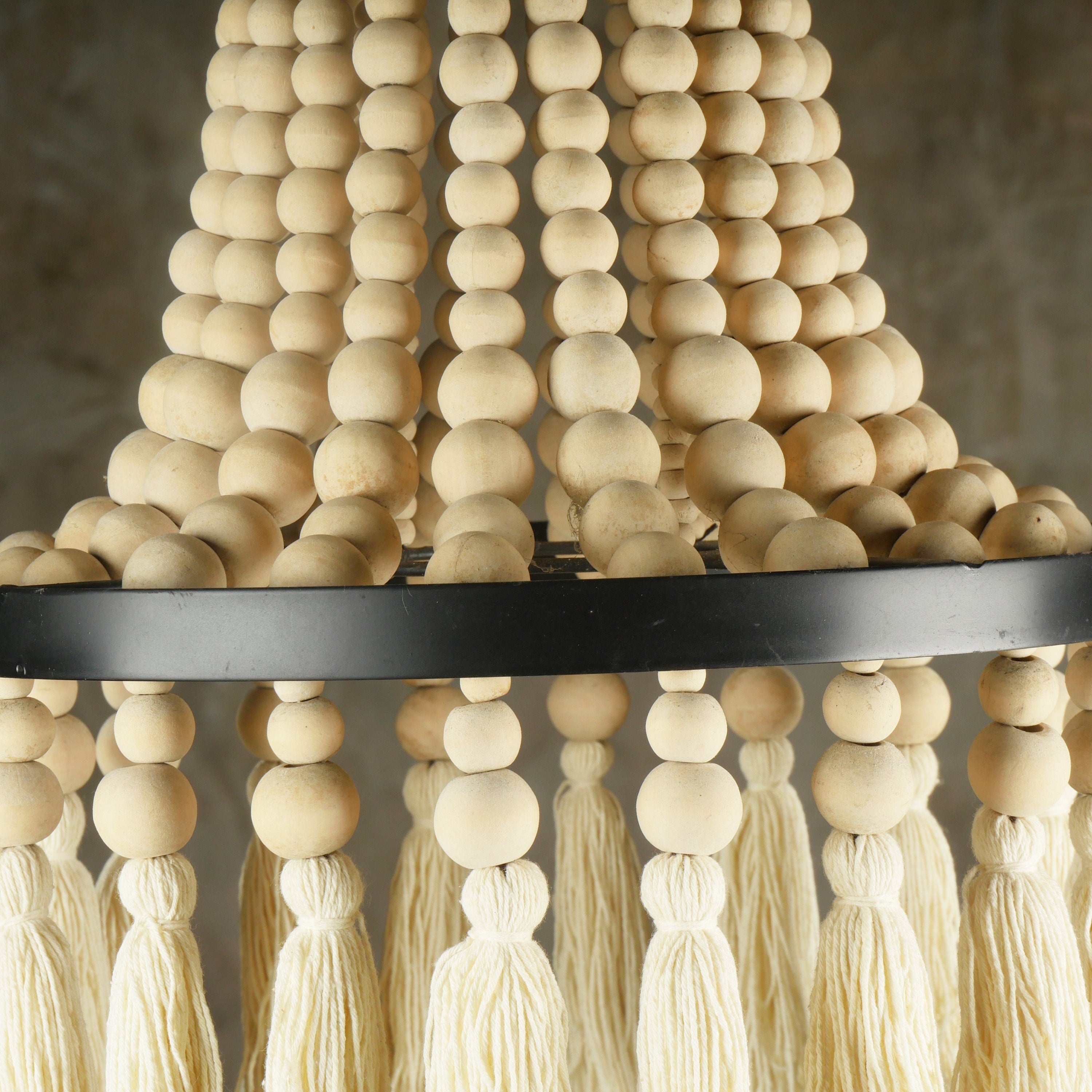 The Tassels and Wood beaded Lampshade