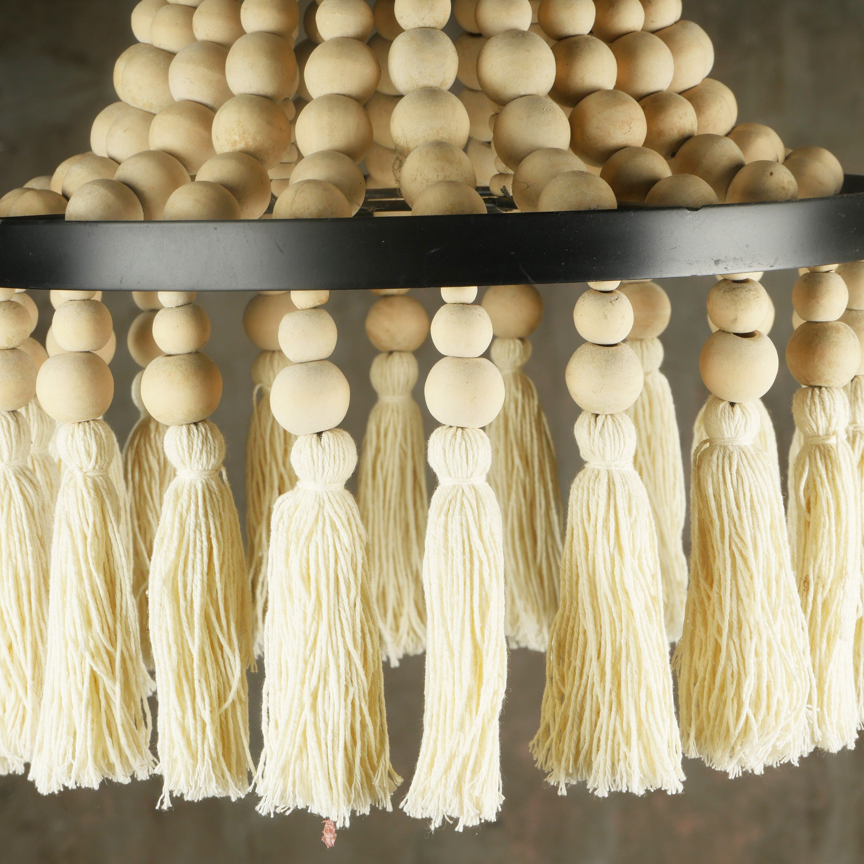 The Tassels and Wood beaded Lampshade