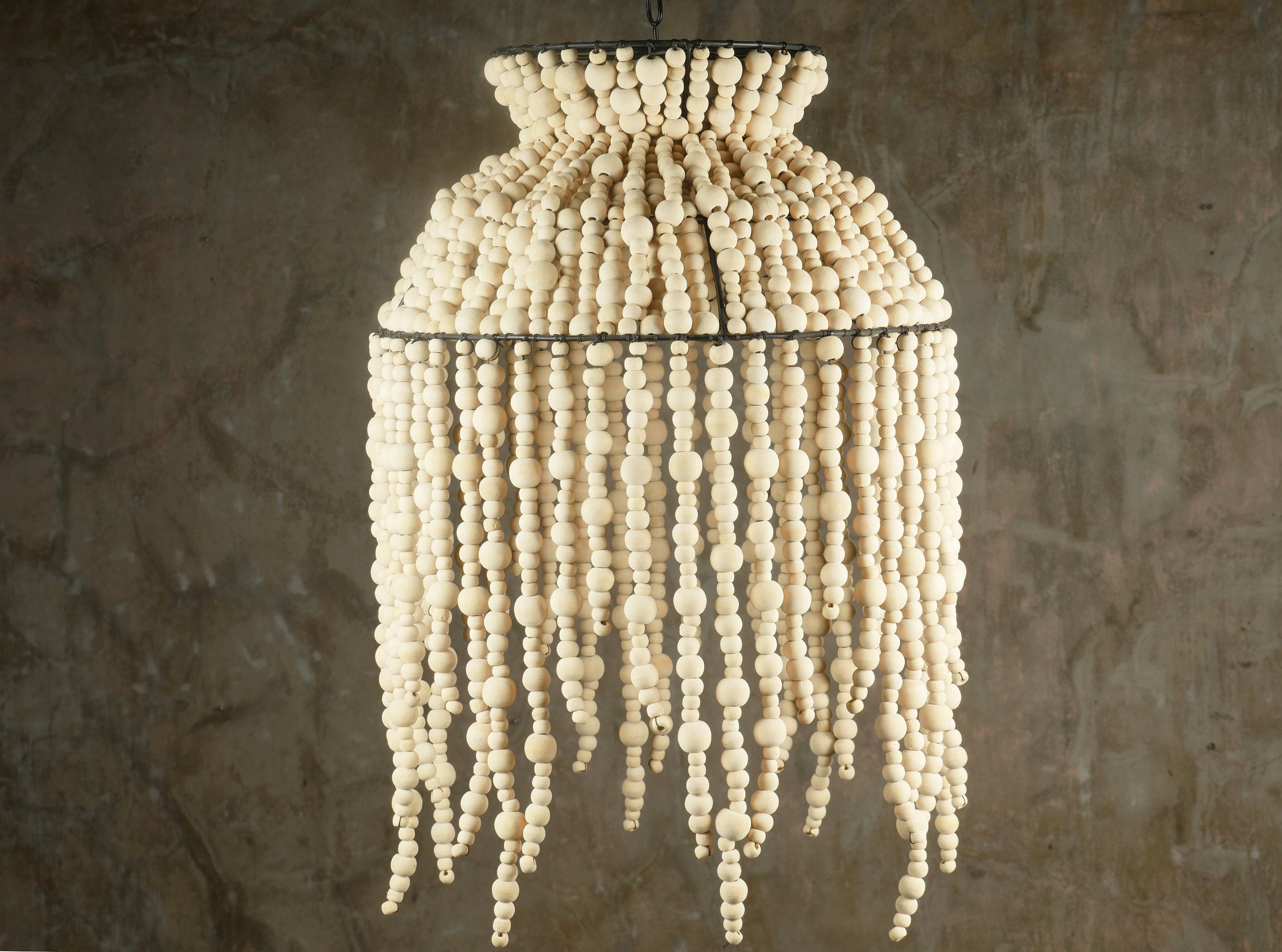 The Jelly FishNatural Wood beaded Lampshade
