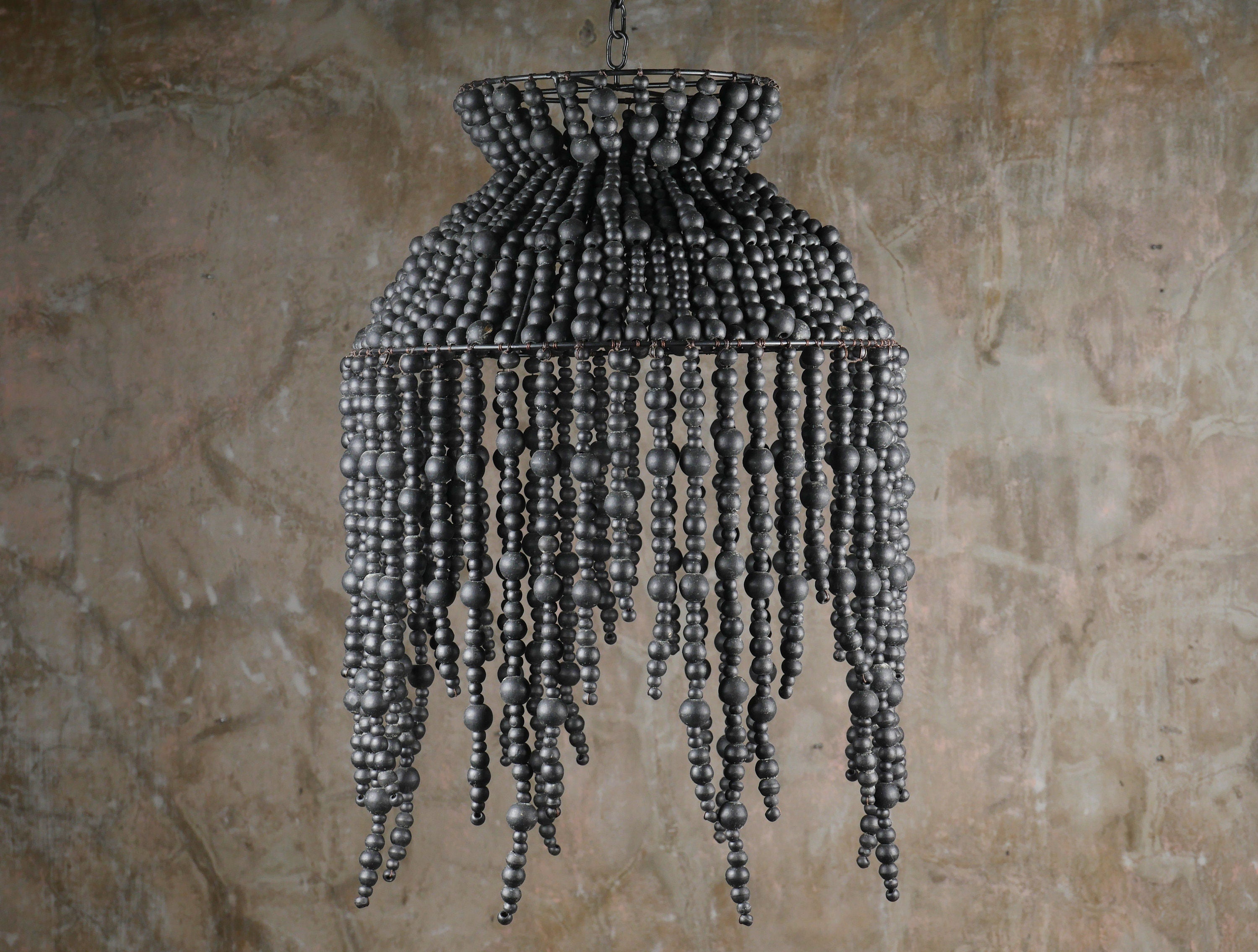The Jelly FishNatural Wood beaded Lampshade