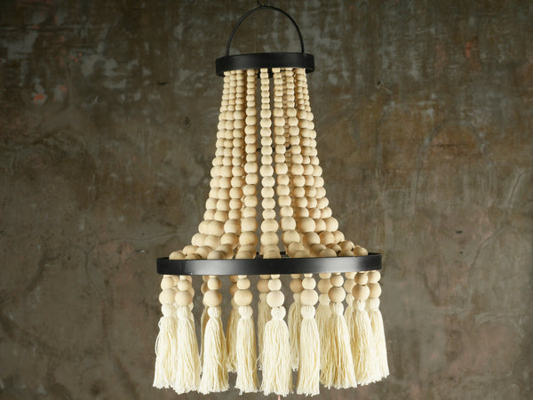 The Tassels and Wood beaded Lampshade