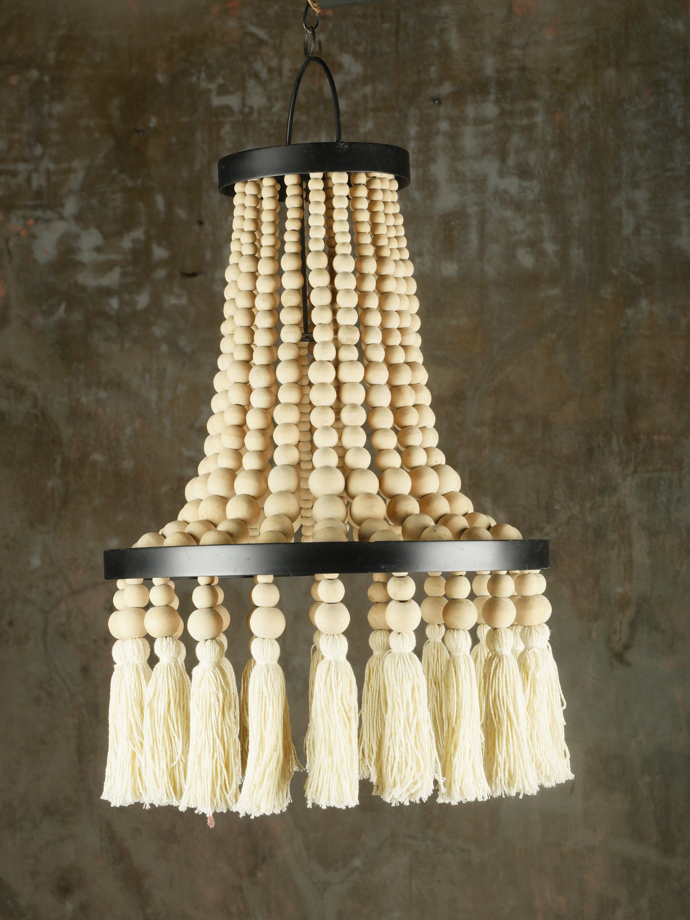 The Tassels and Wood beaded Lampshade