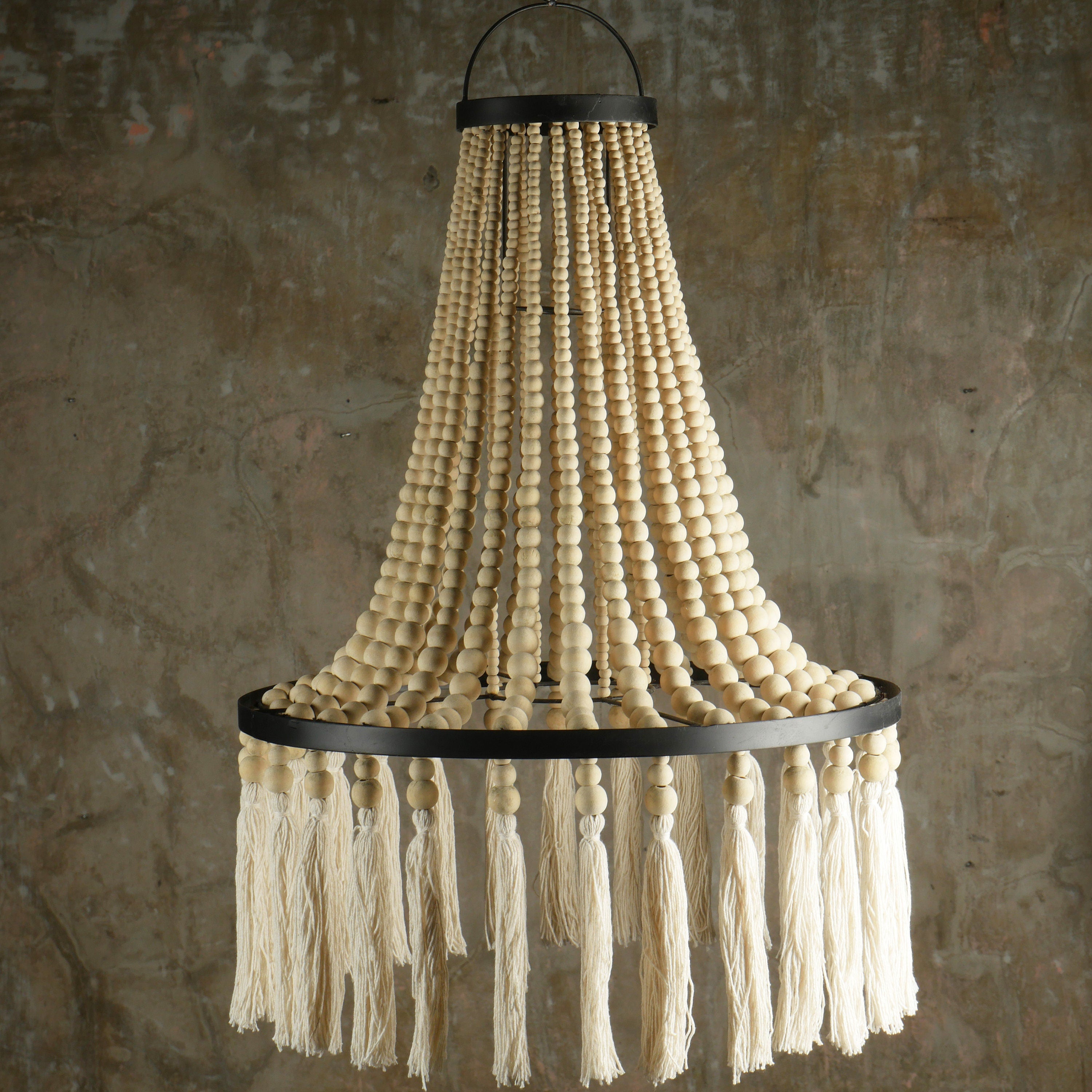 The Tassels and Wood beaded Lampshade