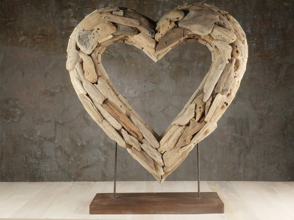 Driftwood Lonely Heart Art Sculpture