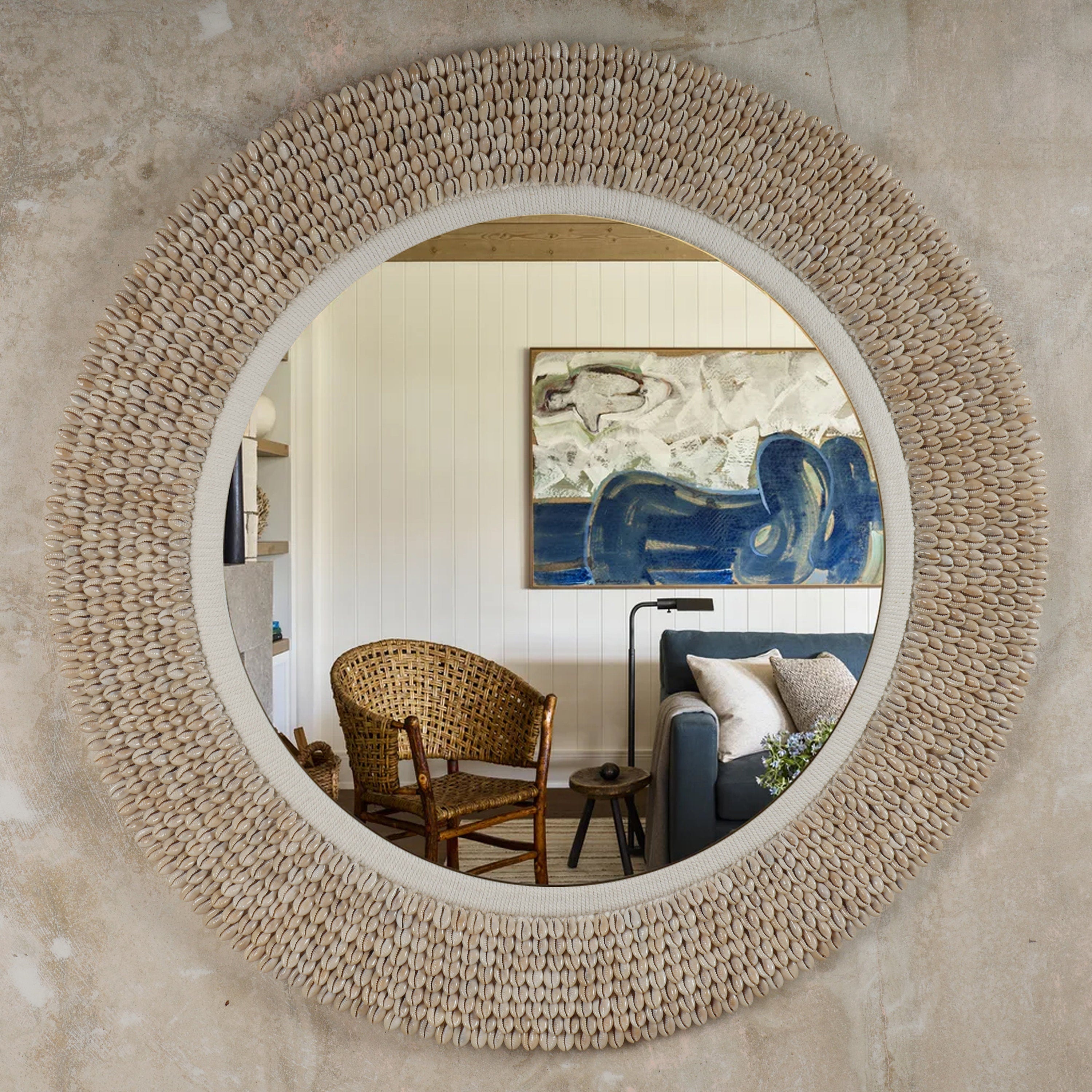 The Cowrie Round Mirror