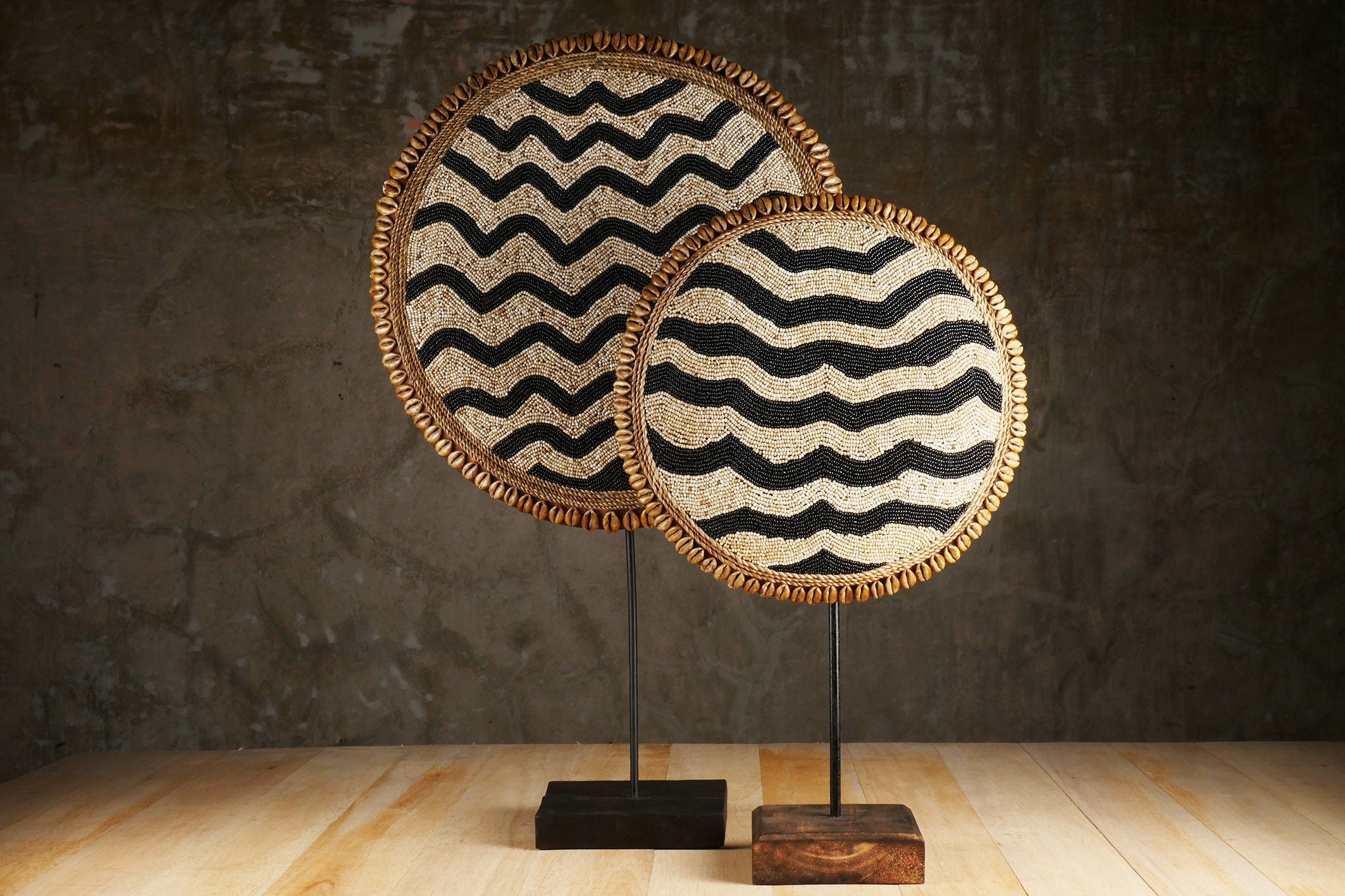 The Black Waved Beaded Shield