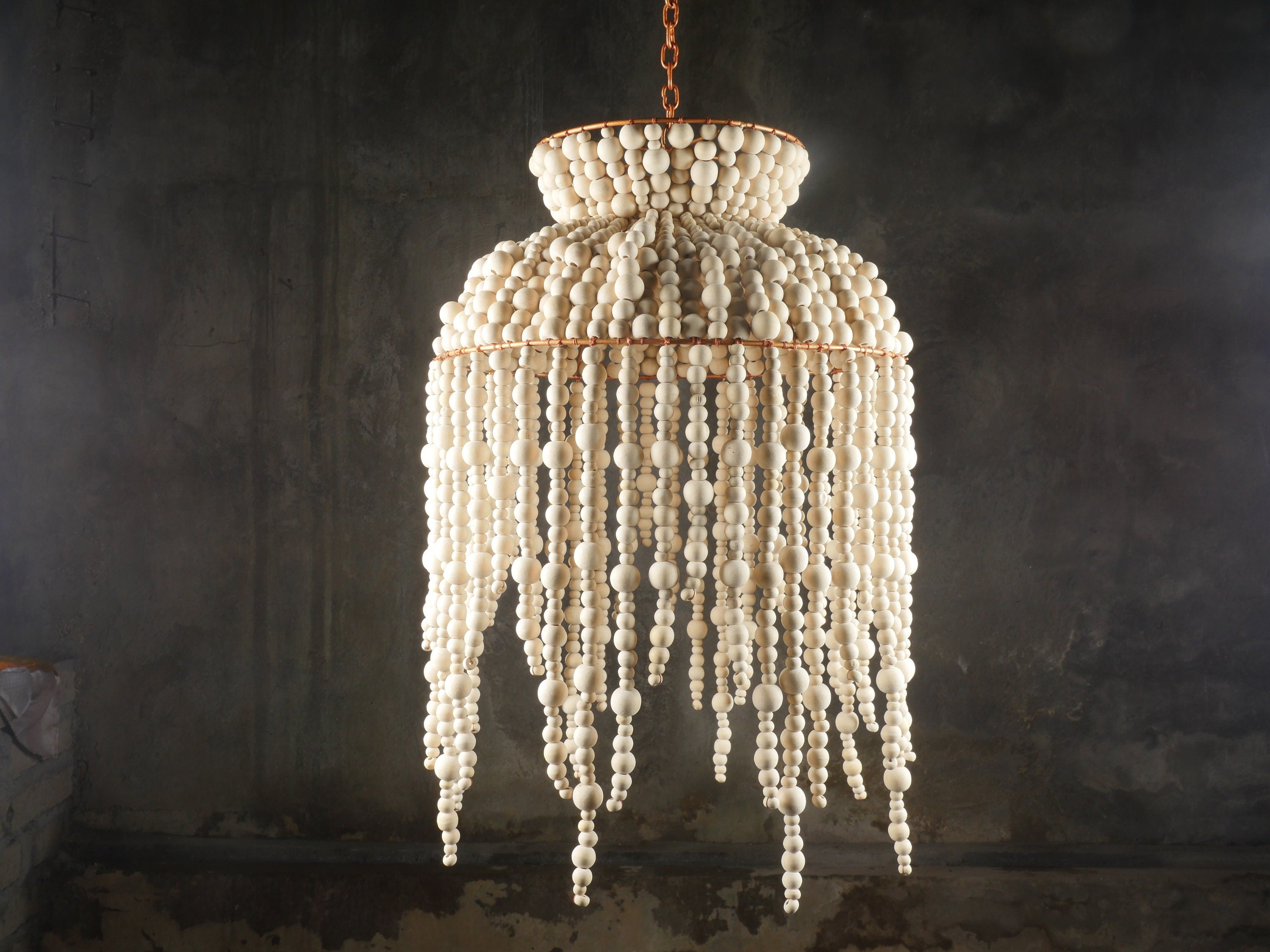 The Jelly FishNatural Wood beaded Lampshade