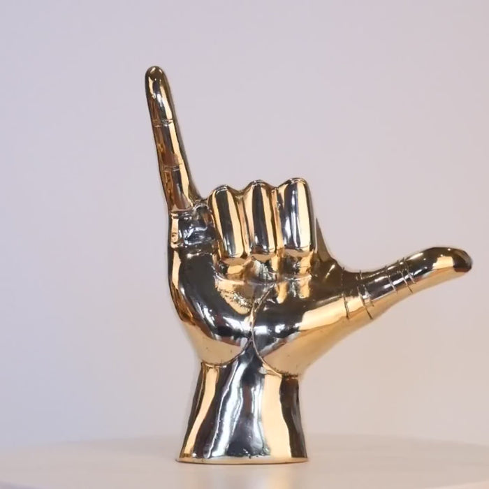 Surf's Up! Shaka Hand: Brass Shaka Hand, Beach Decor, Hang Loose - House Warming Gift