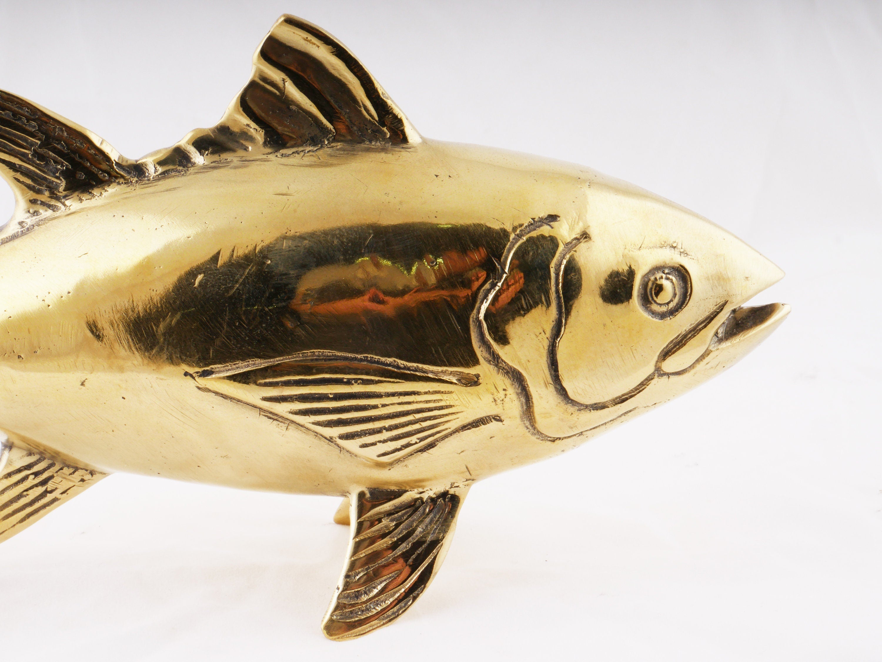 Brass Tuna Statue - Brass Tuna Figure - Tuna Sculpture - Yacht Interior Deco - tunalovern -