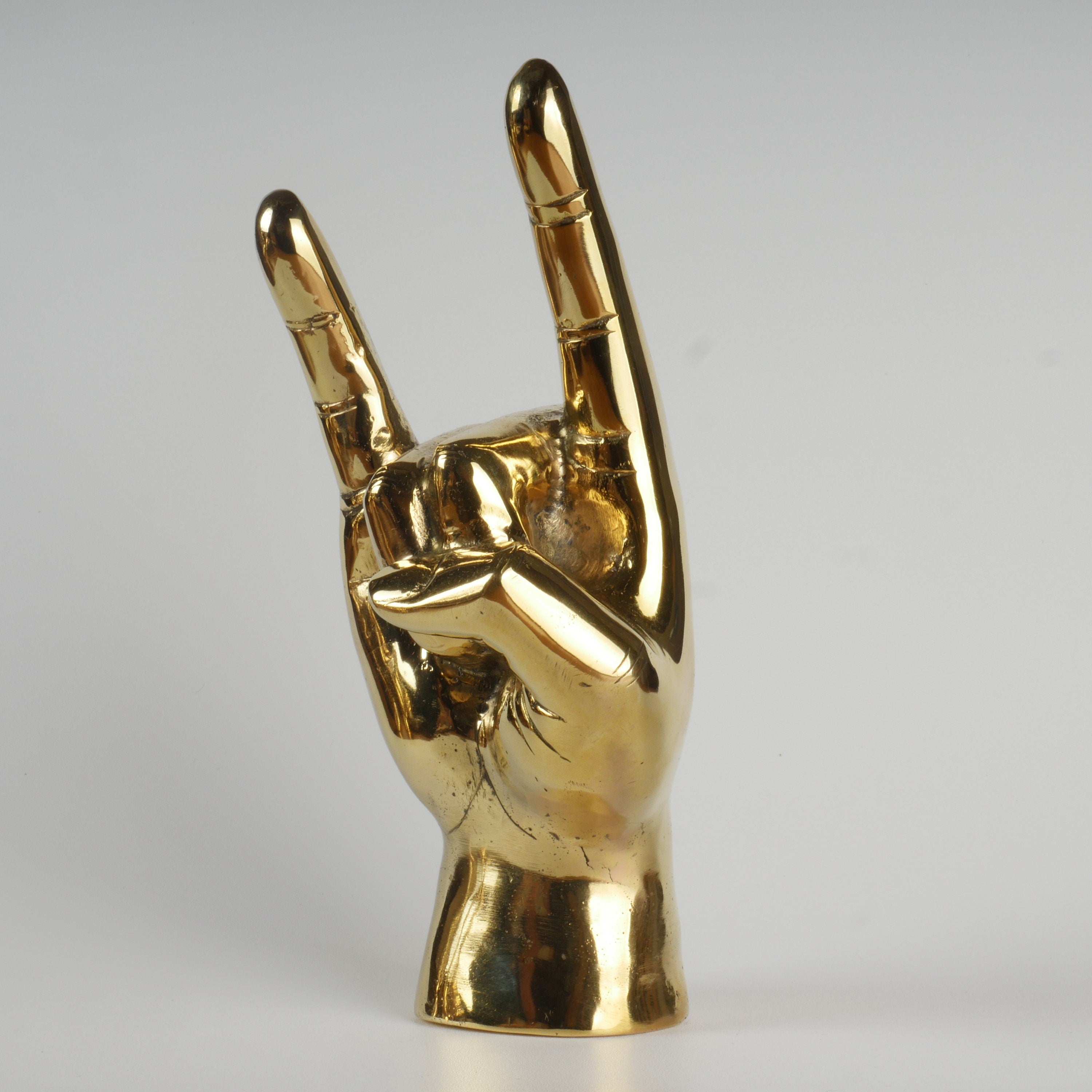 The "Hook 'Em Horns" Hand - Hook 'Em Horns - Brass Hand Sign Brass Hook 'Em Horns - Accessory - Texas Longhorns