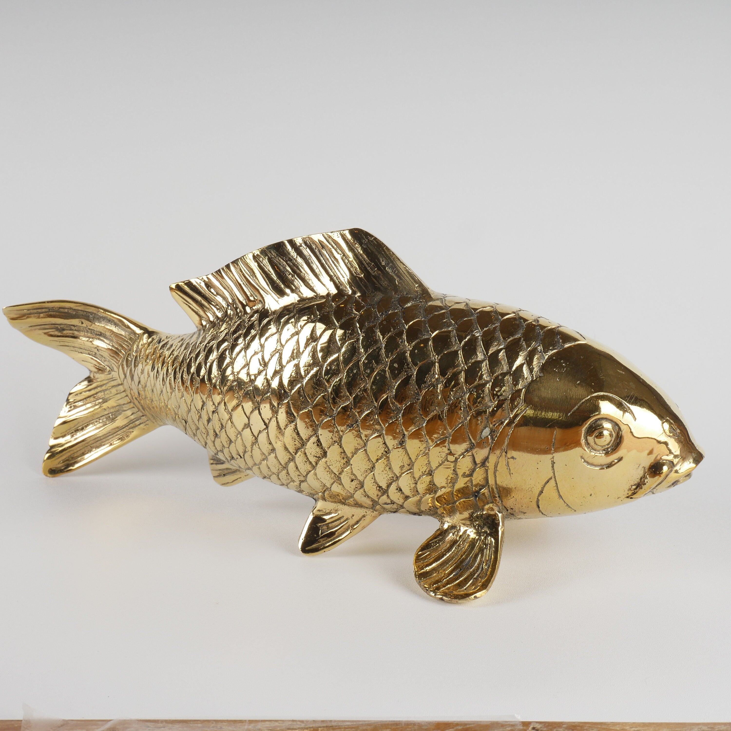 Elegant Brass Koi Fish Statue - Brass Fish - Serene Decor