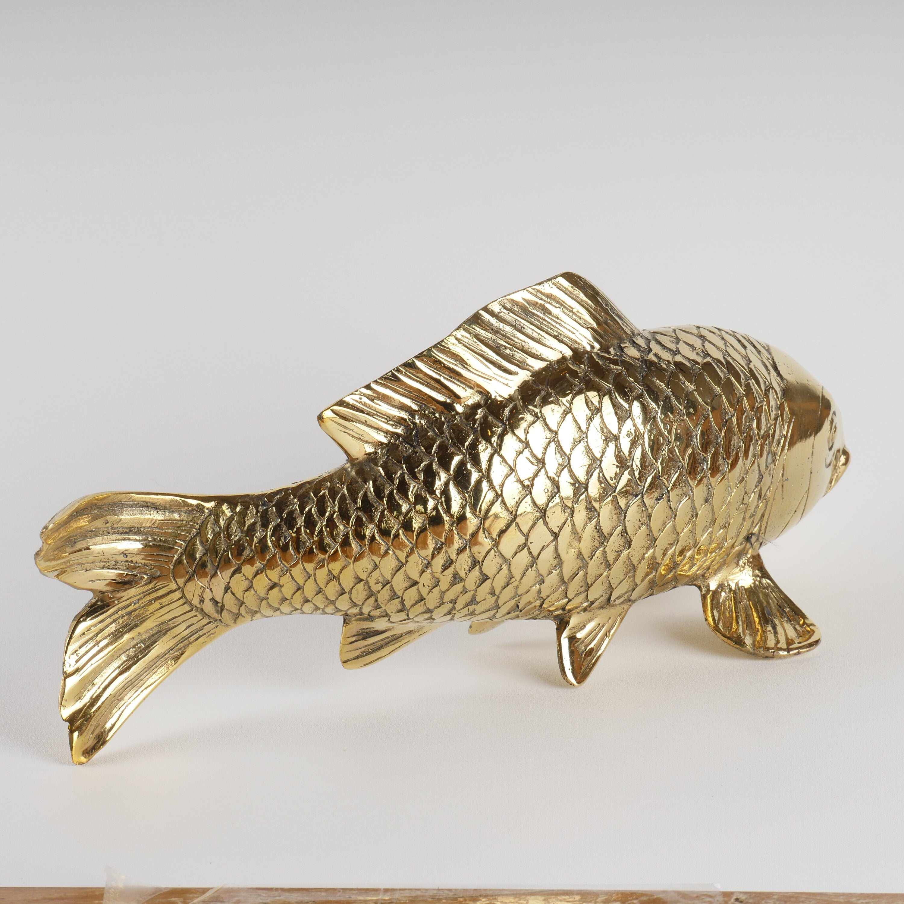 Elegant Brass Koi Fish Statue - Brass Fish - Serene Decor