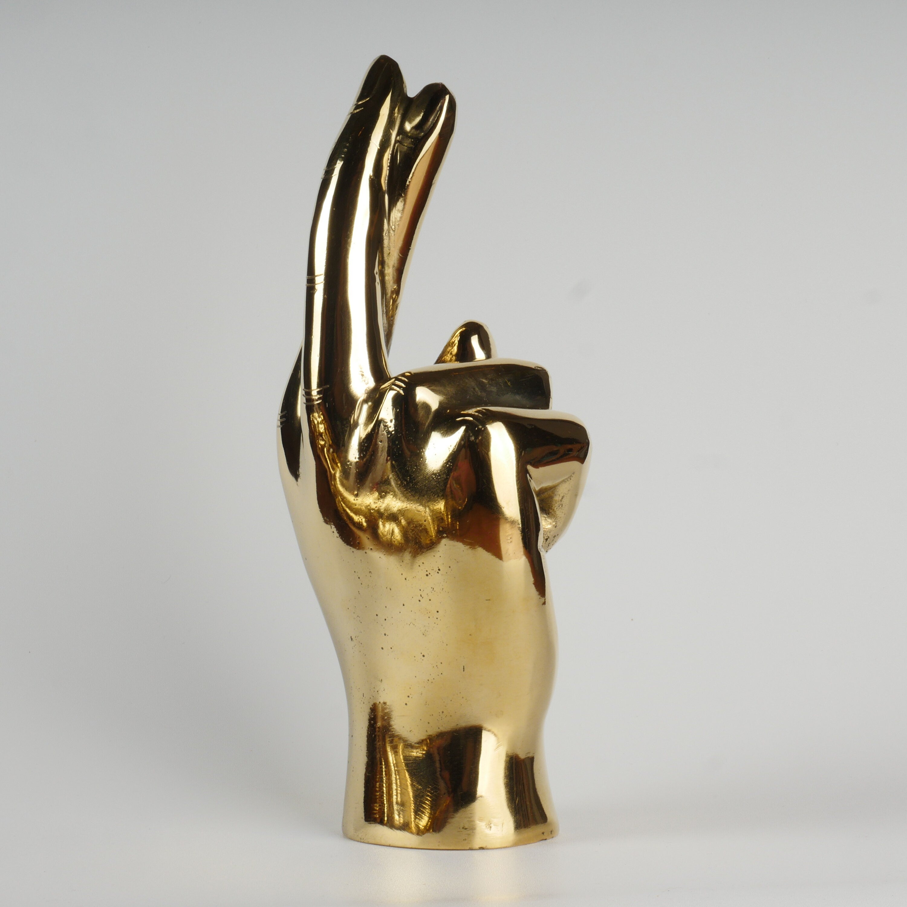 The Crossed Fingers - Promise Hand - Brass Crossed Fingers sign Sculpture - Brass Hand Sign - Brass Hand Signal - Brass Crossed Fingers