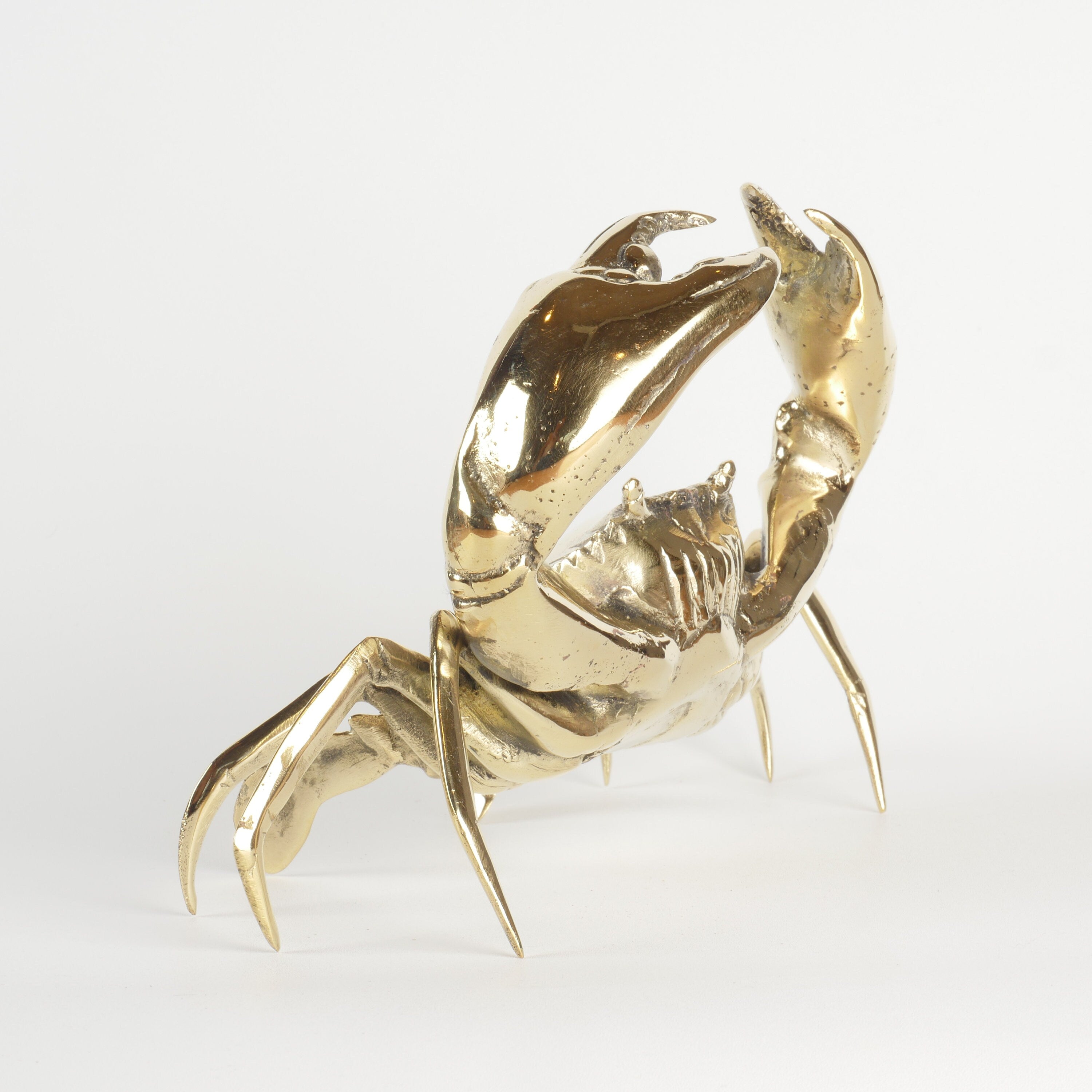 Mr Pinchy Crab - Brass Crab - Brass Crab Figure - Brass Crab Statue - Brass Crab Deco - Boho Crab -