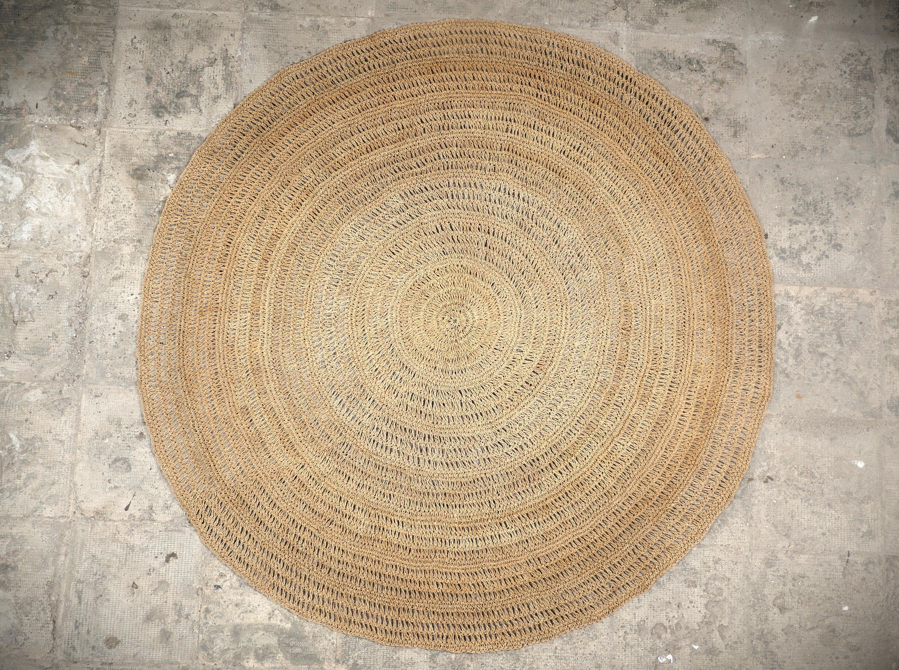 The Round Tali Agel Rug - Natural Hand Knitted Rug - String rug