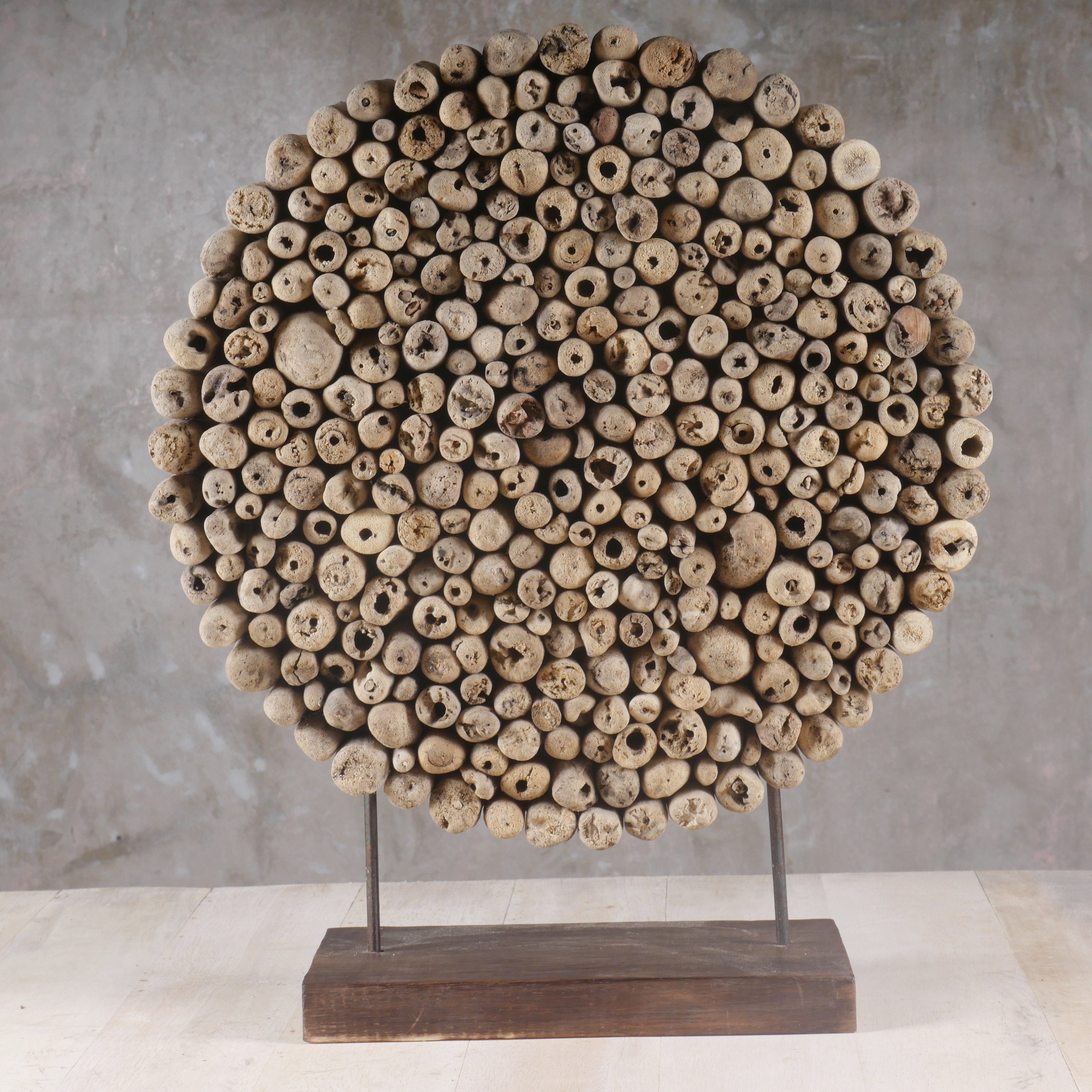 Driftwood Art Sculpture - Driftwood Art - Tabletop Driftwood Deco - Contemporary Driftwood Circle Sculpture