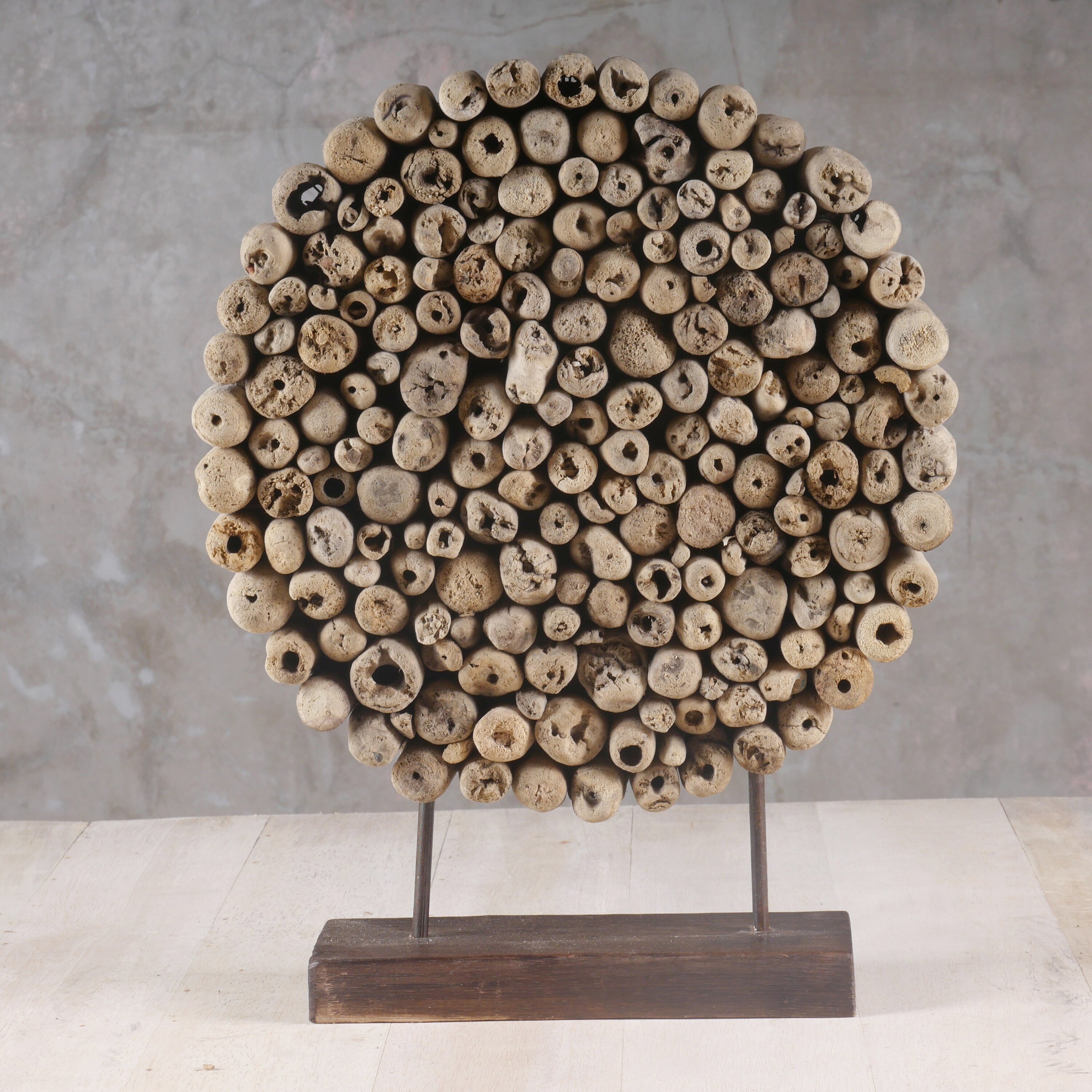Driftwood Art Sculpture - Driftwood Art - Tabletop Driftwood Deco - Contemporary Driftwood Circle Sculpture